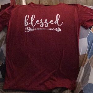 Red 'Blessed' Graphic T-Shirt